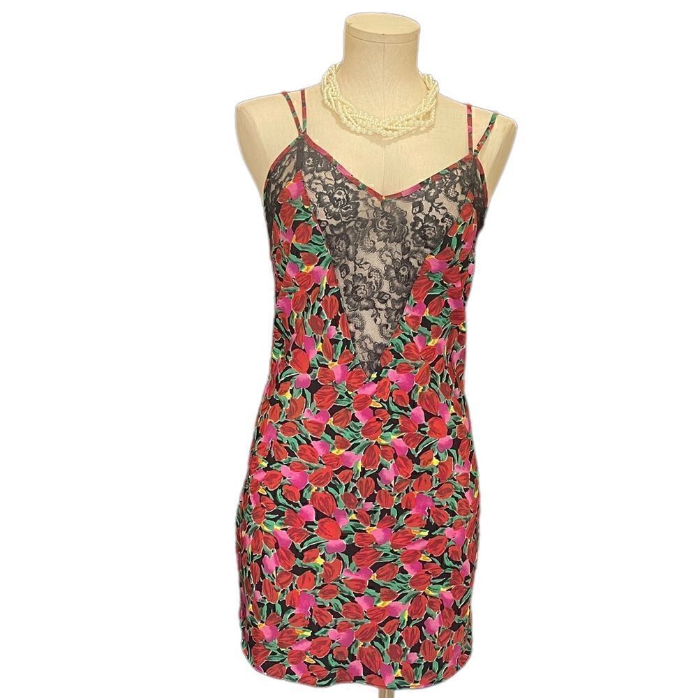 "Luxurious Vintage Gold Label Victoria's Secret Double Strap Floral Slip